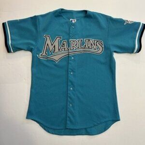 Vintage Florida Marlins Majestic Authentic Collection Teal Jersey Tag Size Med